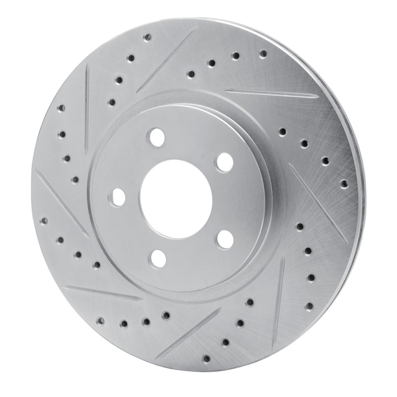 Chrysler PT Cruiser Brake Rotor (1) - Front Left - R1 Concepts - Drilled & Slotted - Silver - `01-`10